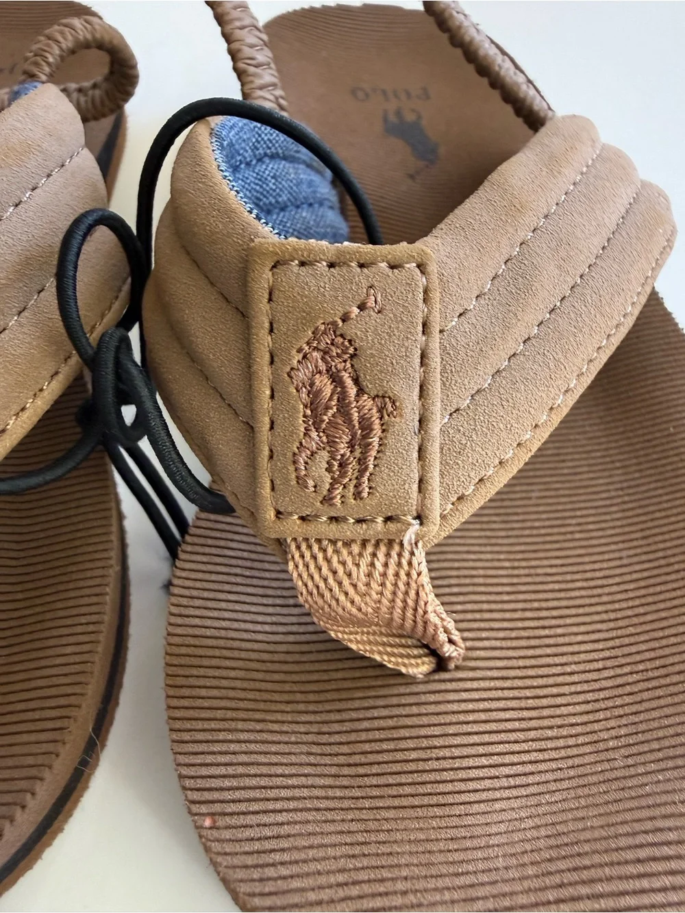Ralph Lauren Kids Tan Brown Flip Flops Elastic Heel Strap Size 9 Toddler  NWT